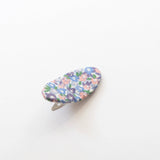 Tangle Shiny Stars - Oval Embroidered Floral Snap Hair Clips | Dusty Purple