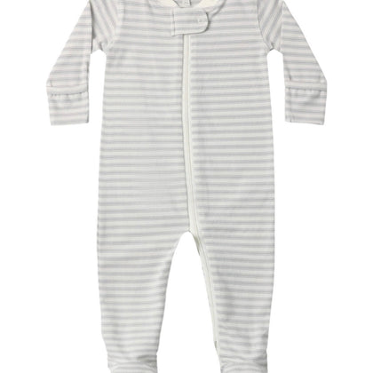 Quincy Mae Zip Long Sleeve Footie Cloud Stripe
