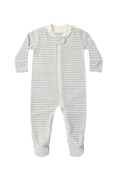 Quincy Mae Zip Long Sleeve Footie Cloud Stripe