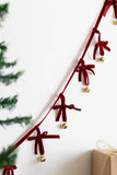 Beige & Stone USA - Christmas Velvet Chain Ribbon Bells: Red