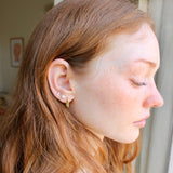 Kris Nations - Bar Dash Pave Stud Earrings: 18K Gold Vermeil / Crystal