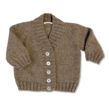 Tane Organics High V-Neck Cardigan in Baby Alpaca ~ Chestnut