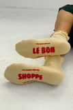 Le Bon Shoppe - Ruffled Hugger Crew Socks  (Wholesale): VANILLA / RED