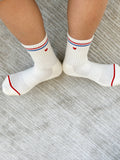 Le Bon Shoppe - Embroidered Boyfriend socks: MILK + HEART