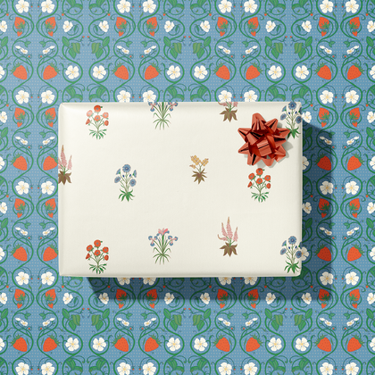 re:mused studio - Strawberry Gift Wrap Sheet – Double Sided: Roll of 3 Sheets