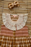 Bonjour Tunic Dress with Embroidered Smock ~ Caramel Strawberry