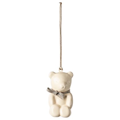 Maileg Teddy Bear Metal Ornament, Off-White/Blue