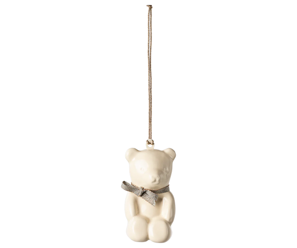 Maileg Teddy Bear Metal Ornament, Off-White/Blue