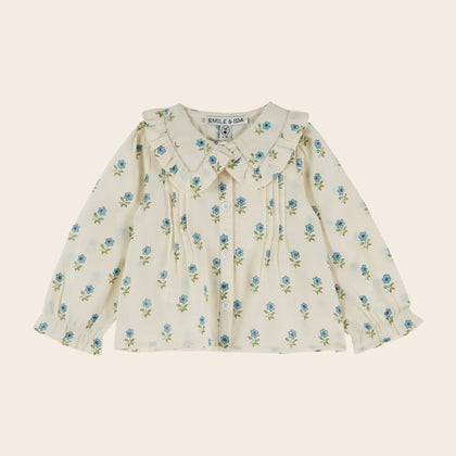 Emile at Ida Block Print Blouse ~ Scarlet