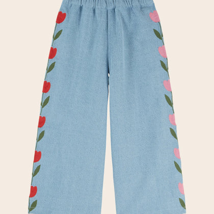 Emile at Ida Tulipe Trousers ~ Bleu Delave