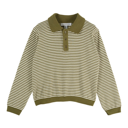 Emile at Ida Polo Sweatshirt ~ Rayure Pistache