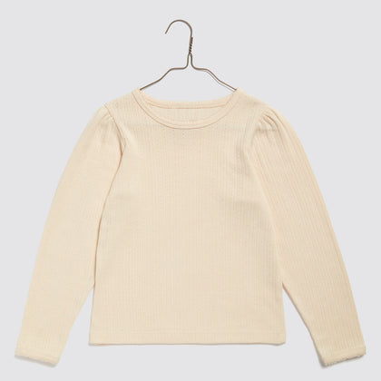 Little Cottons Organic Pointelle T-Shirt ~ Buttermilk