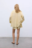 New Society - Alheli Woman Shirt Mimosa Yellow Stripes