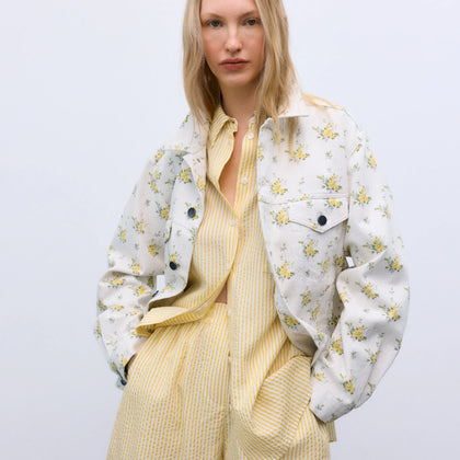 New Society ~ Alheli Woman Short Mimosa Yellow Stripes