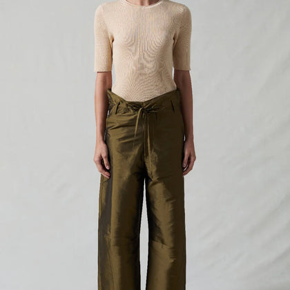Chan Luu Techno Taffeta Barrel Pant ~ Olive
