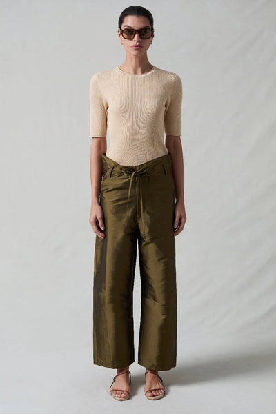 Chan Luu Techno Taffeta Barrel Pant ~ Olive