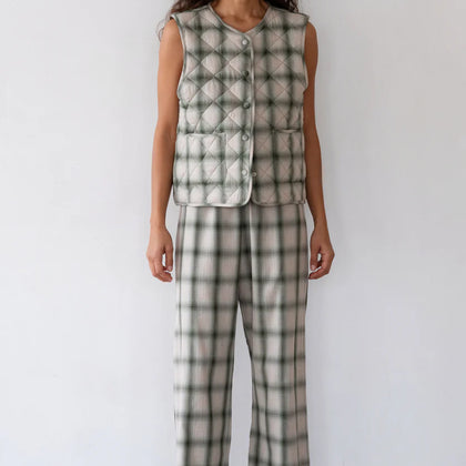 Donni Quilted Flannel Vest ~ Oregano