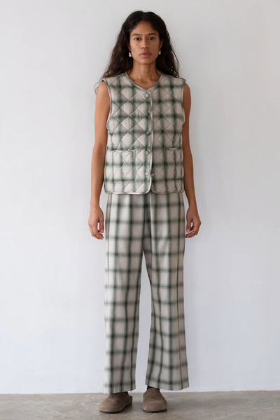 Donni Quilted Flannel Vest ~ Oregano