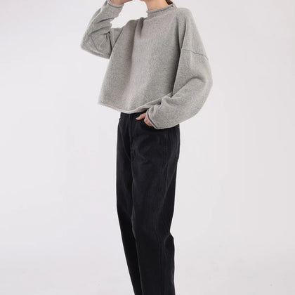 Micaela Greg Heather Grey Boucle Rolled Sweater