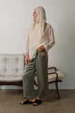 DONNI The Silk Stripe Crop Pant ~ Dill/Apricot