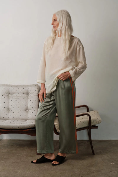 DONNI The Silk Stripe Crop Pant ~ Dill/Apricot