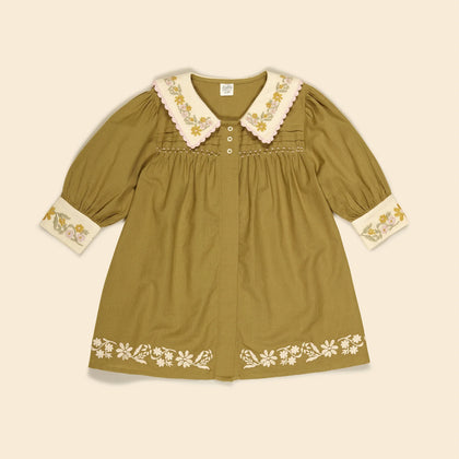 Apolina Bette Dress ~ Dried Moss