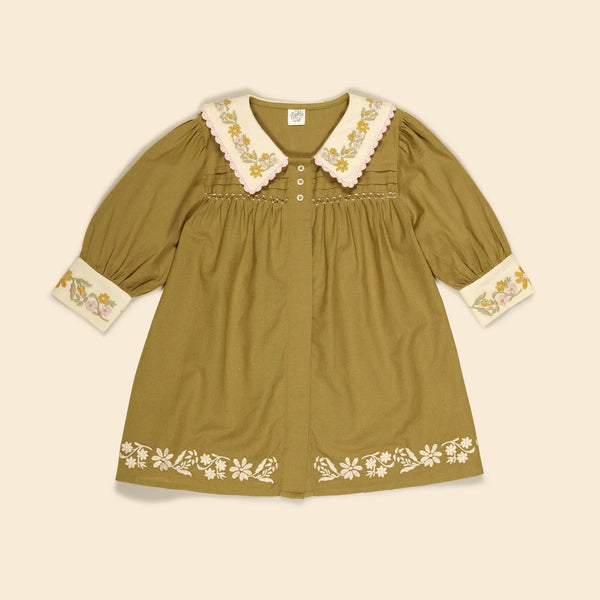 Apolina Bette Dress ~ Dried Moss