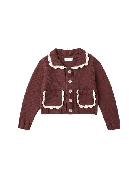 Rylee & Cru Collared Cardigan ~ Burgundy