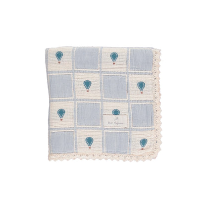 Bebe Organic Balloon Patchwork Blanket ~ Blue
