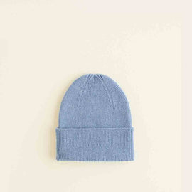 Hvid Beanie Fonzie Newborn ~ Light Blue