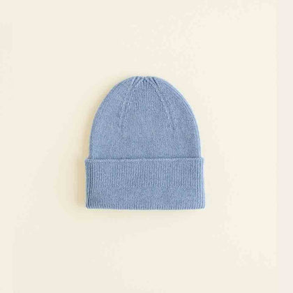 Hvid Beanie Fonzie Newborn ~ Light Blue