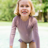 Minnow Girls Cocoa Gingham Rashguard One Piece