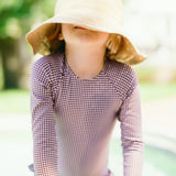 Minnow Girls Cocoa Gingham Rashguard One Piece