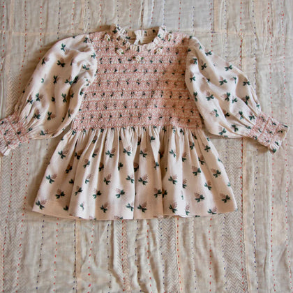 Bonjour Handsmock Blouse ~ Hazelnut Flower