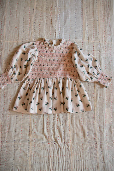 Bonjour Handsmock Blouse ~ Hazelnut Flower