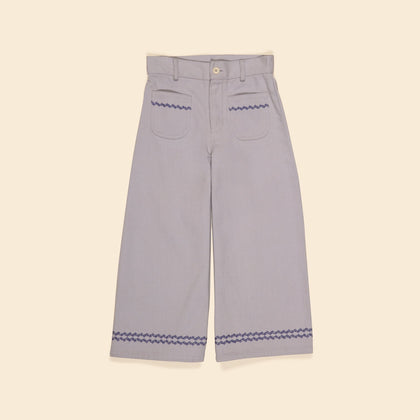 Apolina Casey 70's All-Over Embroidered Jean - Lilac-Grey