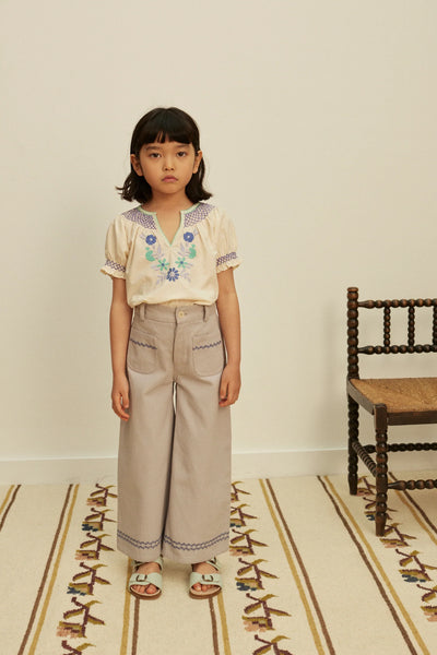 Apolina Casey 70's All-Over Embroidered Jean - Lilac-Grey
