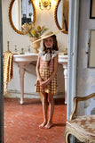Bonjour Tunic Dress with Embroidered Smock ~ Caramel Strawberry