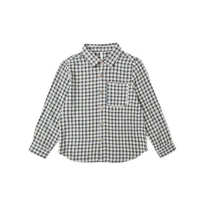 Rylee + Cru Collared Long Sleeve Shirt ~ Navy Check