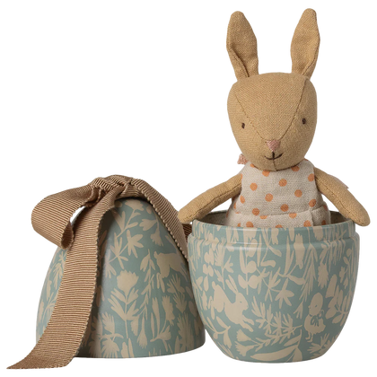 Maileg Easter Egg w. Rabbit ~ Dusty Blue