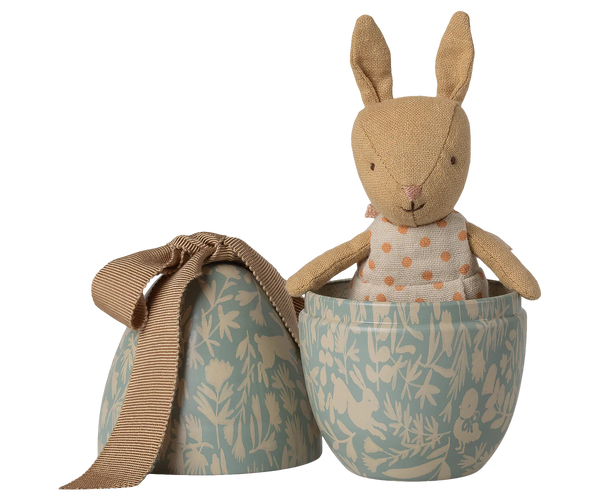 Maileg Easter Egg w. Rabbit ~ Dusty Blue