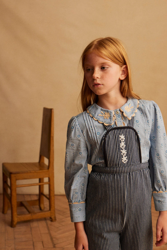 Apolina Cora Blouse ~ Folk Floral Blue Mist | Wee Mondine 