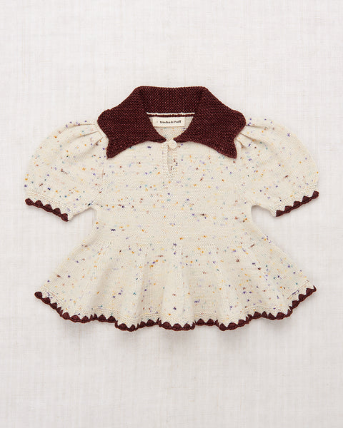 Misha & Puff Crochet Trim Puff Top ~ Iris Confetti