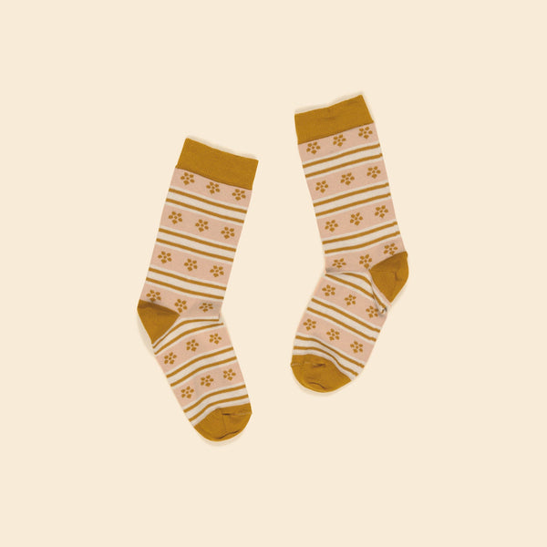 Apolina Alpine Floral Ankle Sock - Caramel/Blush