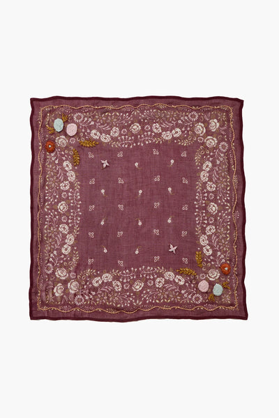 Chan Luu Embroidered Floral Bandana Cabernet