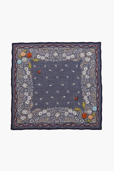 Chan Luu Embroidered Floral Bandana Mood Indigo