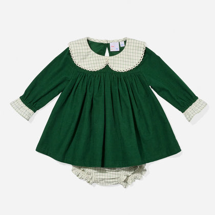 Oso & Me Delphine Baby Dress ~ Forest Corduroy