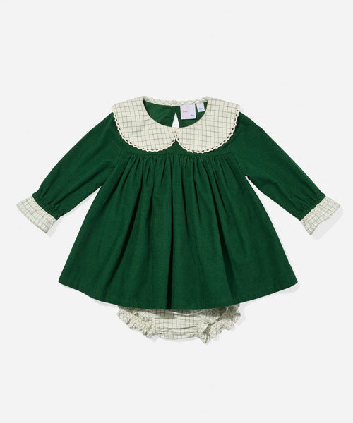 Oso & Me Delphine Baby Dress ~ Forest Corduroy