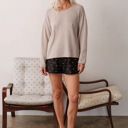 DONNI The Knit Stripe Sweater ~ Shitake/Powder