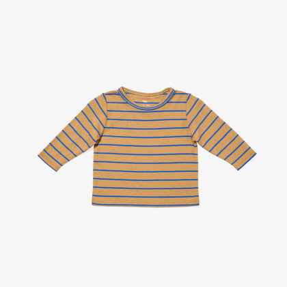 Oso & Me Baby Edward Tee ~ Camel Fine Stripe